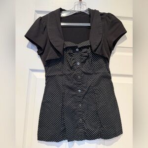 Maurices Black Polka Dot Button-Front Blouse